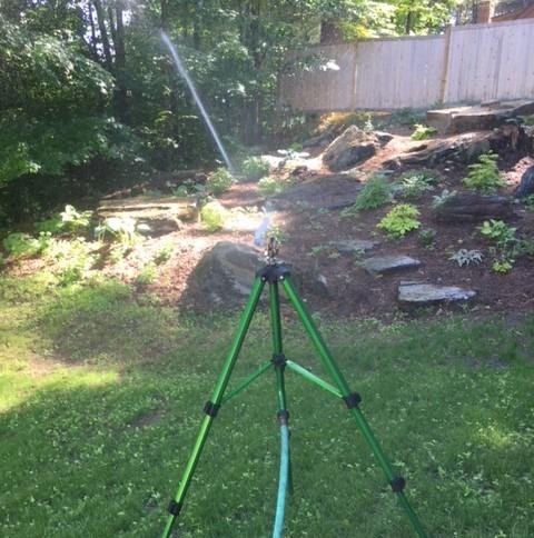 Orbit 1/2 Inch Brass Impact Sprinkler - Adjustable Metal Tripod - Long Range Lawn Watering System - 360 Degree Rotating Sprinkler - Heavy Duty Irrigation System - Adjustable 22-48 Inch Height - 58308 customer photo 2