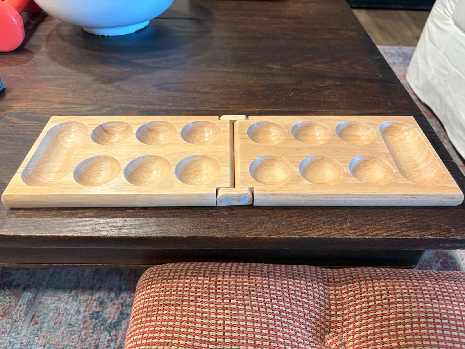 Pressman Mancala Board Game | Fun Classic Table for Adults & Kids | Includes 48 Glass Mancala Stones and Wood Hinged Playing Board | 2 Players, Ages 6+ customer photo 2