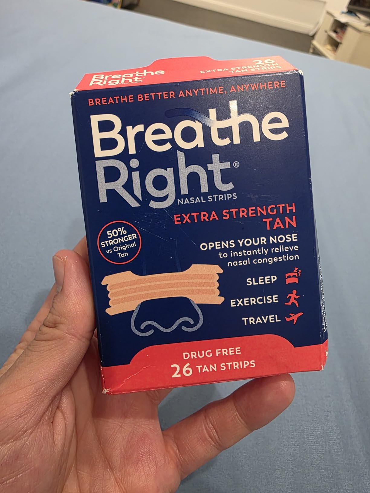 Breathe Right Extra Strength Nasal Strips, Congestion Relief, Tan, 26ct customer photo 1