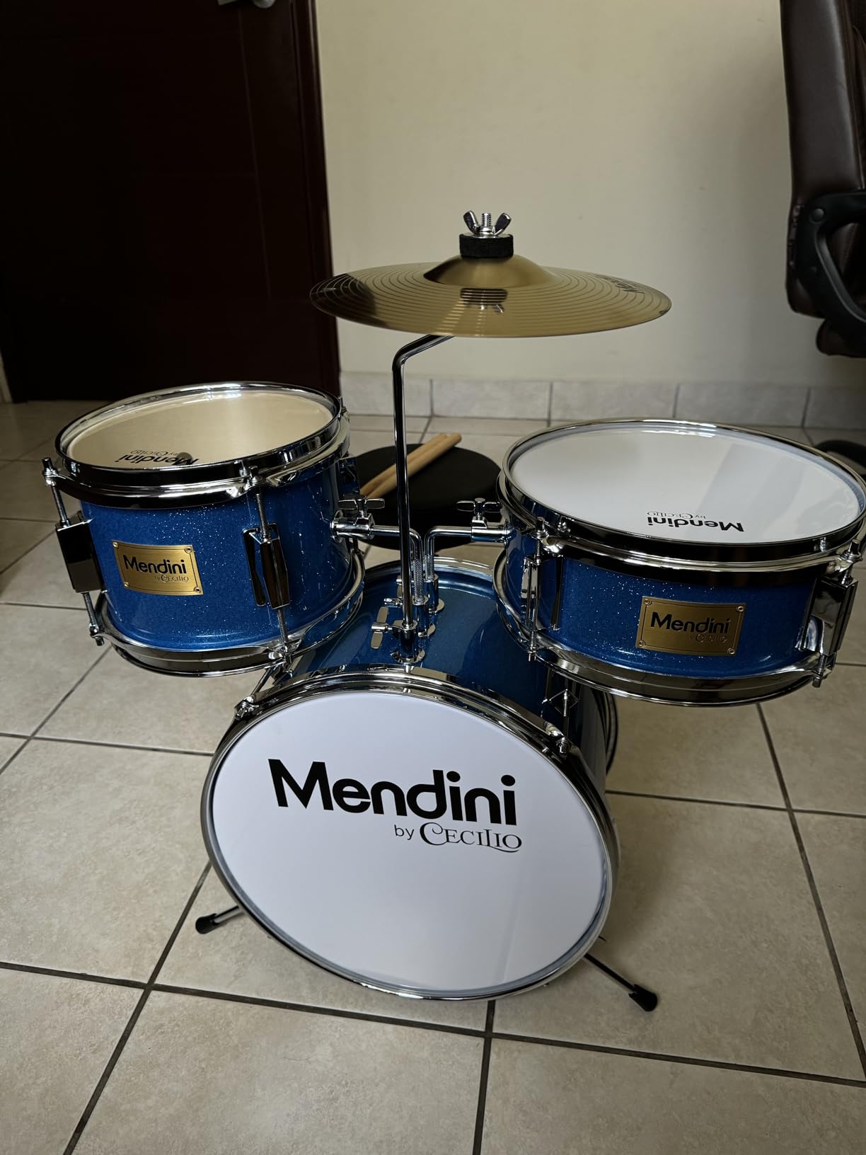 Mendini By Cecilio 16 Inch Drum Set, 3-Piece Junior Drum Set - Metallic Red customer photo 1