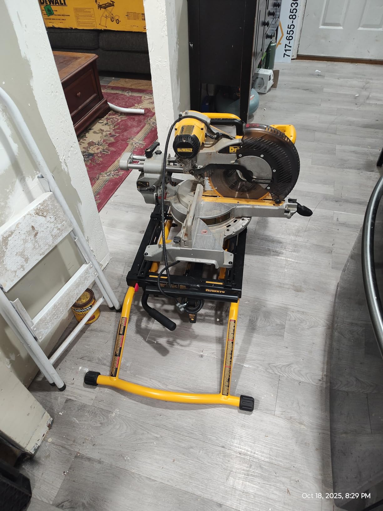 DEWALT Miter Saw Stand With Wheels, 32-1/2 in. x 60 in Foldable Rollling Stand, Adjustable Height, Durable Steel, 8 ft. Material Support, Universal Mounting Rails (DWX726) customer photo 2