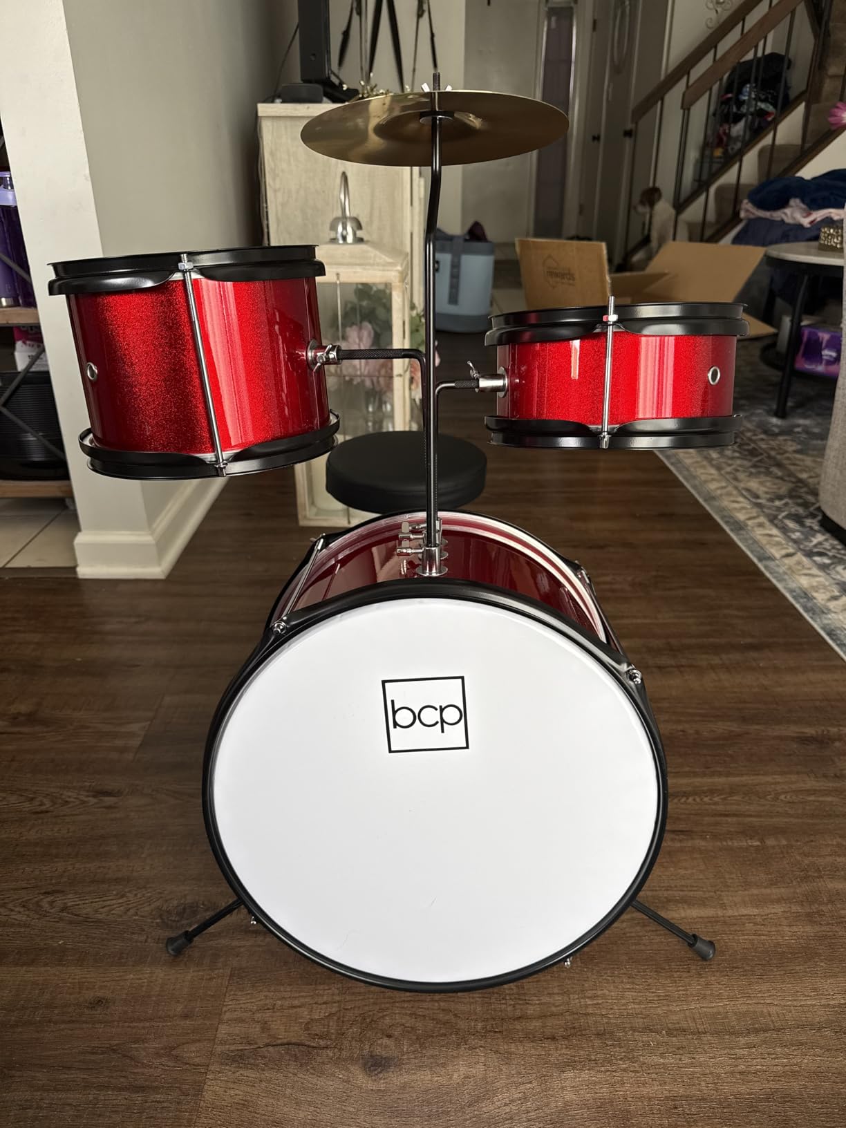Best Choice Products 3-Piece Beginner Drum Set for Kids Juniors, w/Throne Stool, Cymbal, Drum Sticks, Bass Drum Pedal, 2 Toms - Blue customer photo 1
