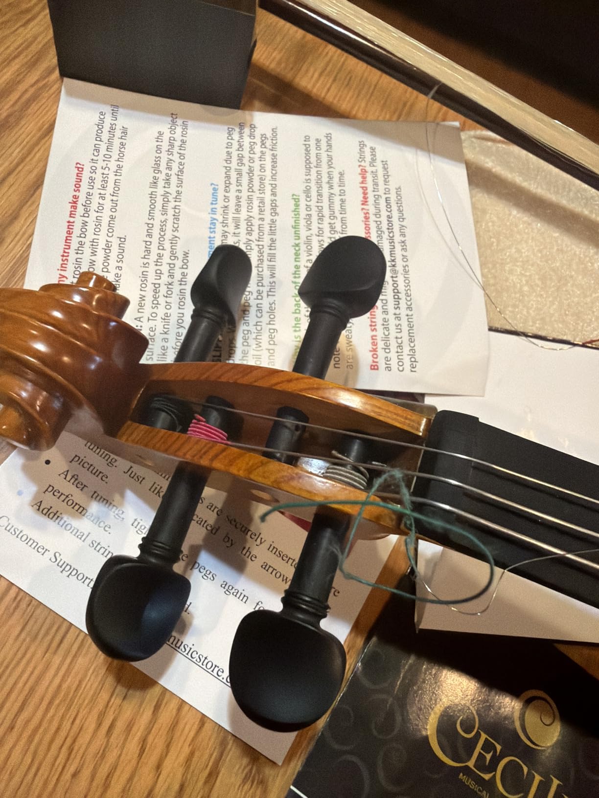 Cecilio Full Size 4/4 Violin with Hard Case & Shoulder Rest - Solidwood Ebony Fitted Violin with Premium Strings, Ideal for Beginners customer photo 2