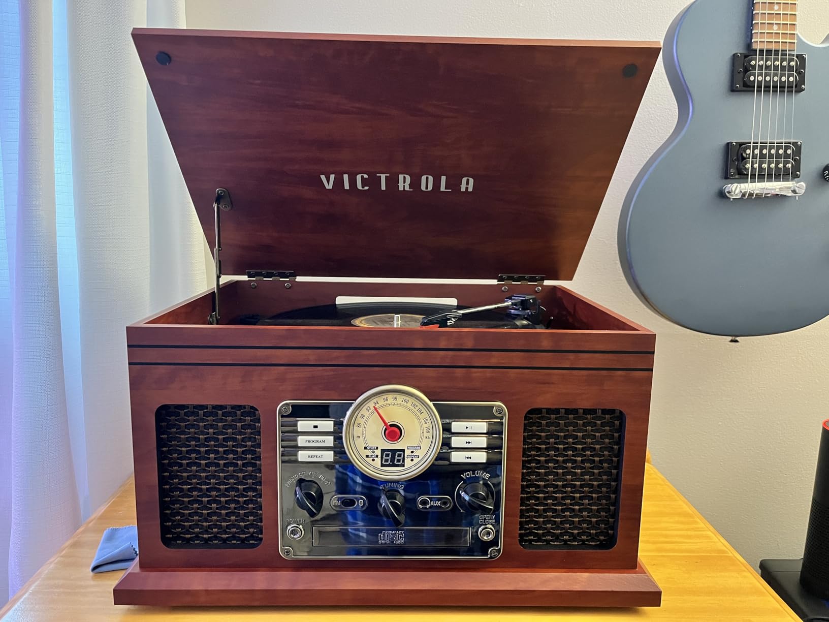 Victrola Quincy - 6-in-1 Bluetooth Record Player - Mahogany customer photo 2