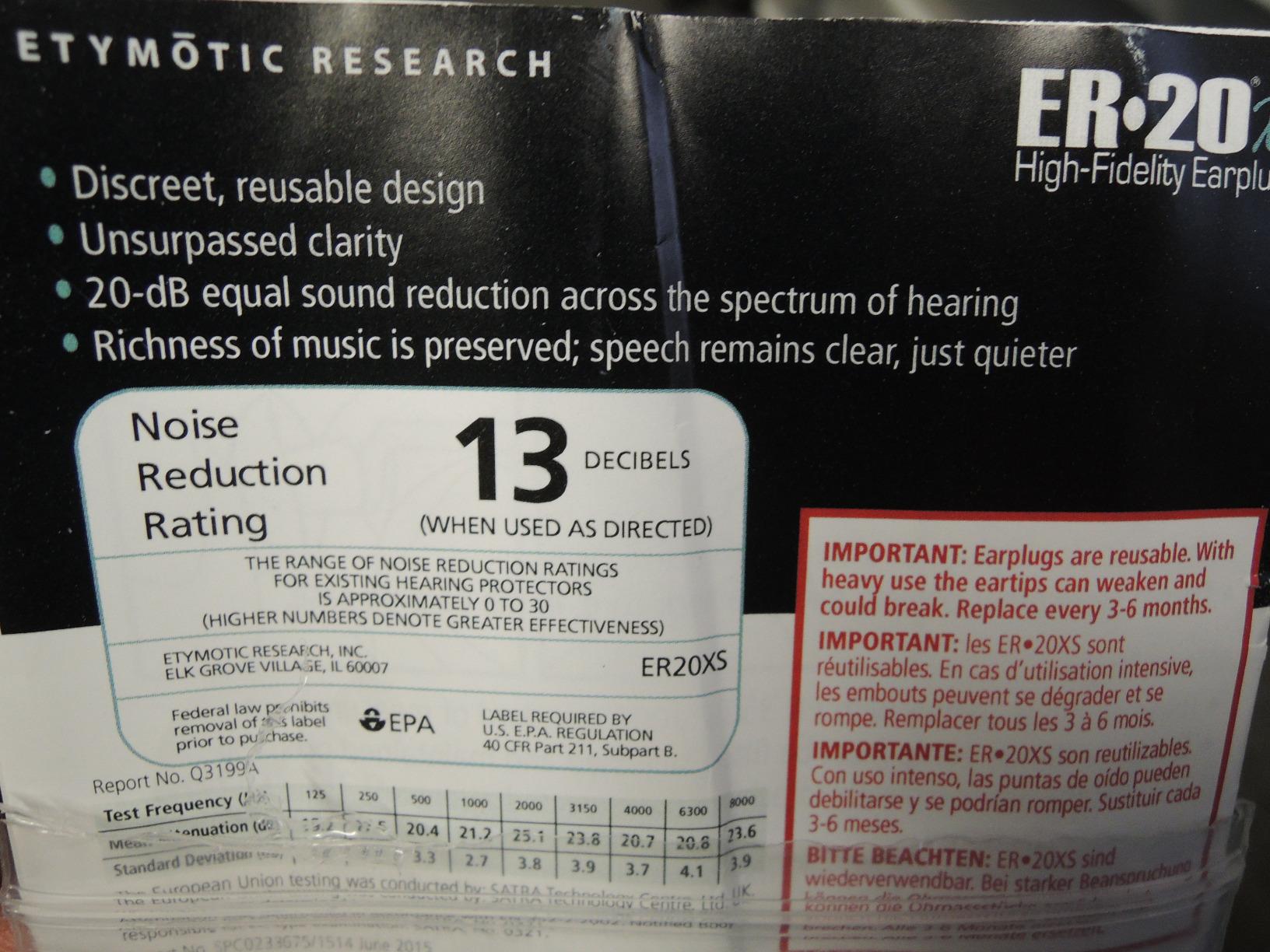 Etymotic ER20XS ETY Earplugs - Standard Size, Frost - High-Fidelity Hearing Protection - Up to 20 dB Sound Reduction - Reusable - Includes Neck Cord & Carrying Case customer photo 1