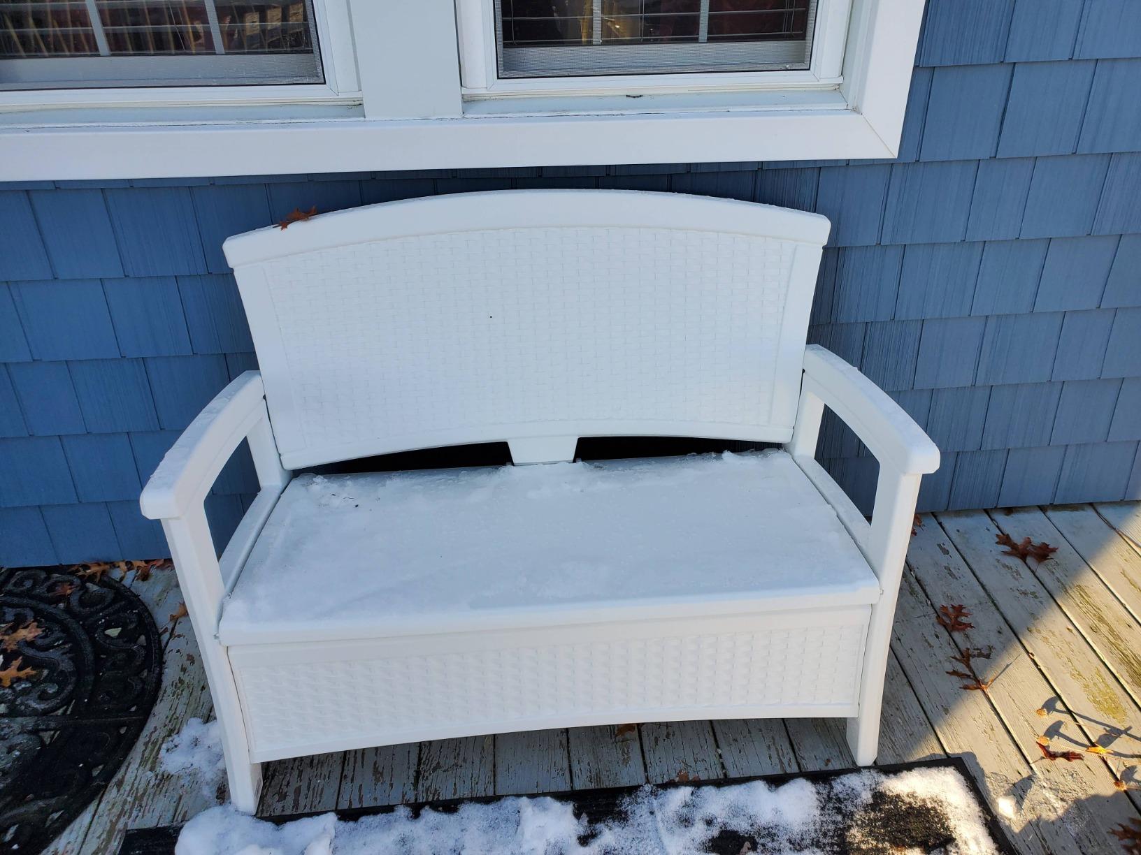 Suncast Outdoor Wicker Love Seat with 23-Gallon Storage, Comfortable Seating for Two, Ergonomic Back Support, All-Weather Furniture for Patio, Deck, and Garden, Java, Made in the USA customer photo 1