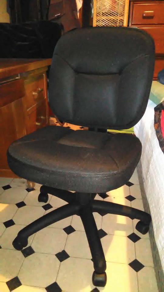 Amazon Basics Low-Back Armless Office Desk Chair with Back Support, Adjustable Height, 360 Degree Swivel, Fabric Upholstery, Rolling Wheels, Black customer photo 2