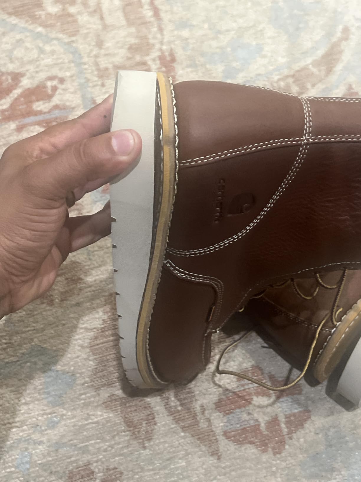 Carhartt Men's 6” Moc Toe Waterproof Work Boots - Oil-Tanned Leather Boots with FastDry Lining, Dual-Density Rubber Wedge Traction Outsole, EH Rated customer photo 2
