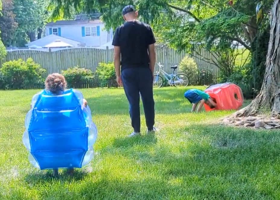 BANZAI: Bump N' Bounce Body Bumpers, A Game of Bumping & Bopping, 2 Bumpers Included in Red & Blue, Fun & Safe Cushion Inflatable Surface, For Ages 4 and up customer photo 1