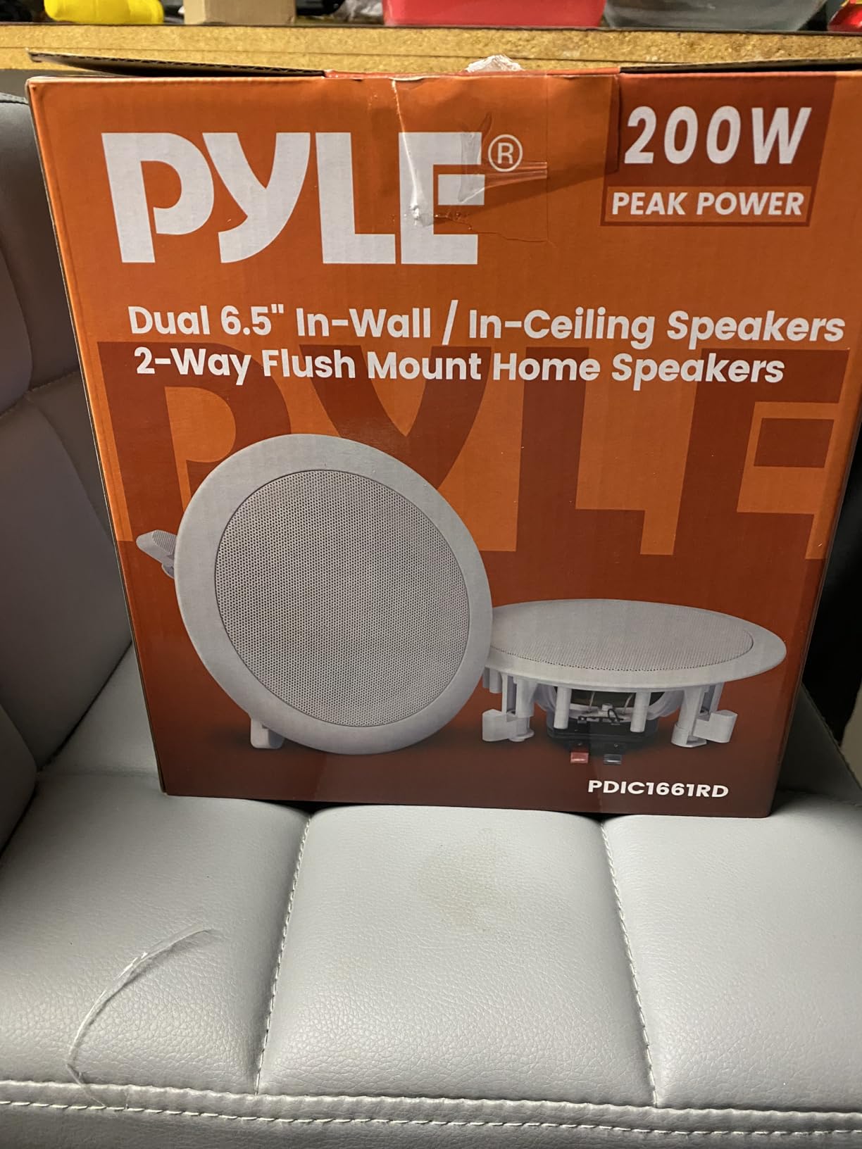 Pyle Pair 6.5” Flush Mount in-wall in-Ceiling 2-Way Home Speaker System Spring Loaded Quick Connections Dual Polypropylene Cone Polymer Tweeter Stereo Sound 200 Watts, White customer photo 1