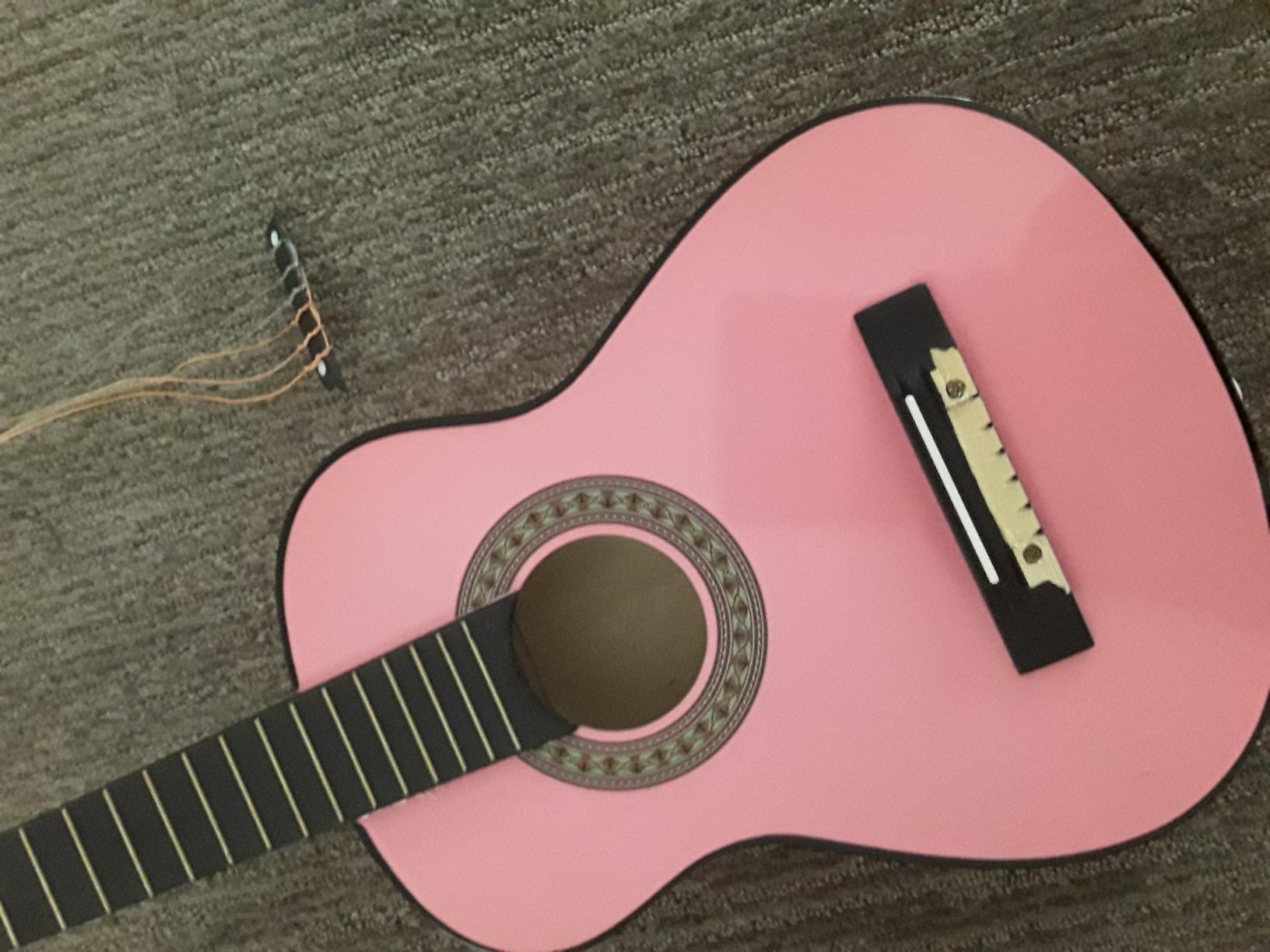 MasterPlay Kids Guitar, 30” Beginner Classical Wood Guitar For Learners, With starter kit, Bag, Strap, Tuner, Pick, Extra String, Cleaning cloth, Christmas, Birthday Gift for Girls Ages 5-12, Pink customer photo 2