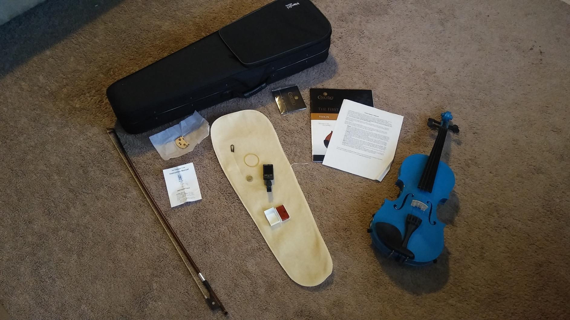Mendini By Cecilio 1/2 Violin Set For Beginners - Fiddle Solidwood Kit with Hard Case - Acoustic Violin with Bow, Rosin, Tuner, Extra Strings & Bridge, Shoulder Rest and Lesson Book (Satin Antique) customer photo 1