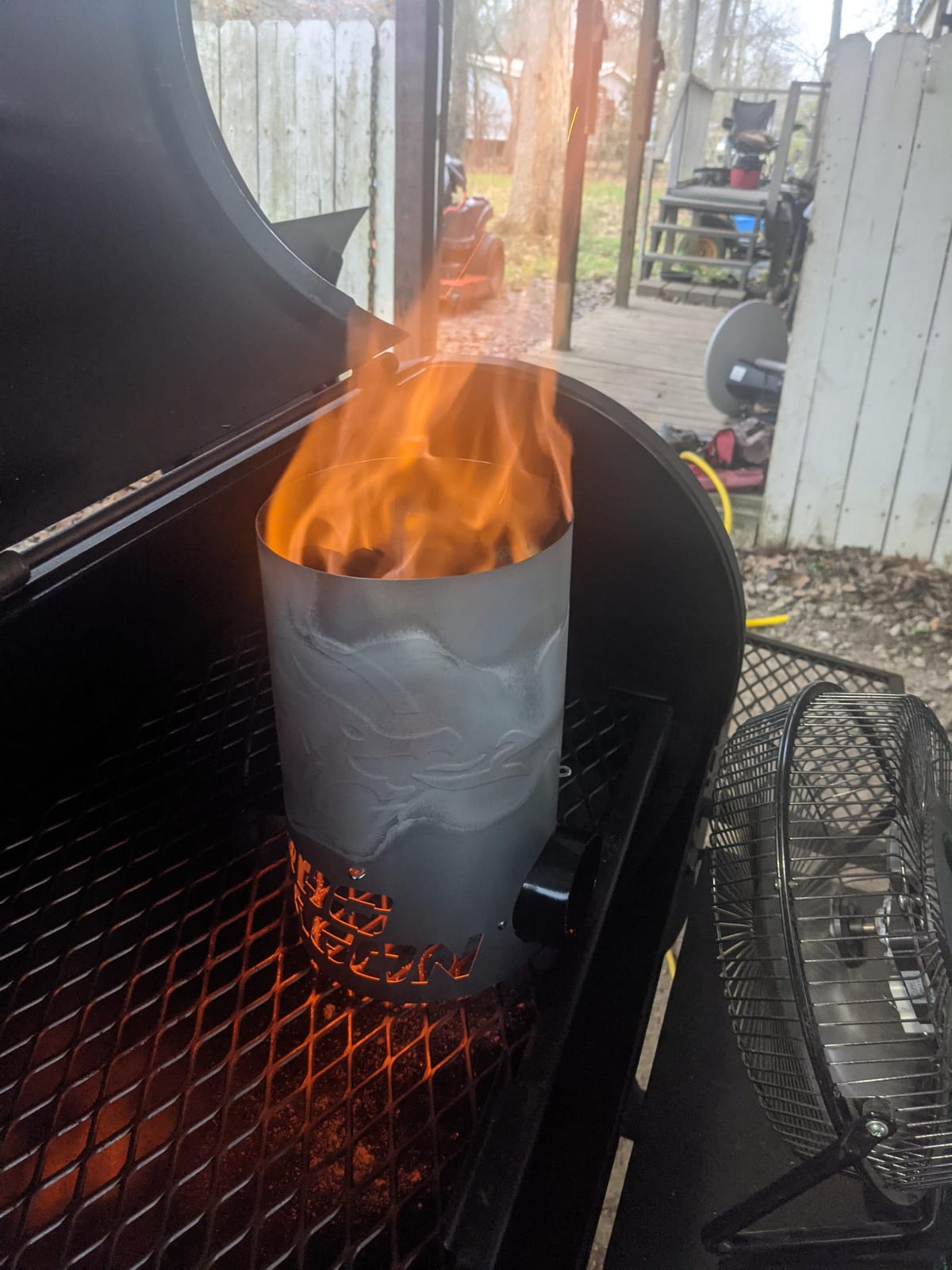 BBQ Dragon Chimney of Insanity Charcoal Starter — Field & Stream Best Overall Charcoal Chimney — Fast Lighting with Patented Airflow Elbow — Ready-to-Cook Coals in 3 Minutes Using BBQ Dragon Fan customer photo 1