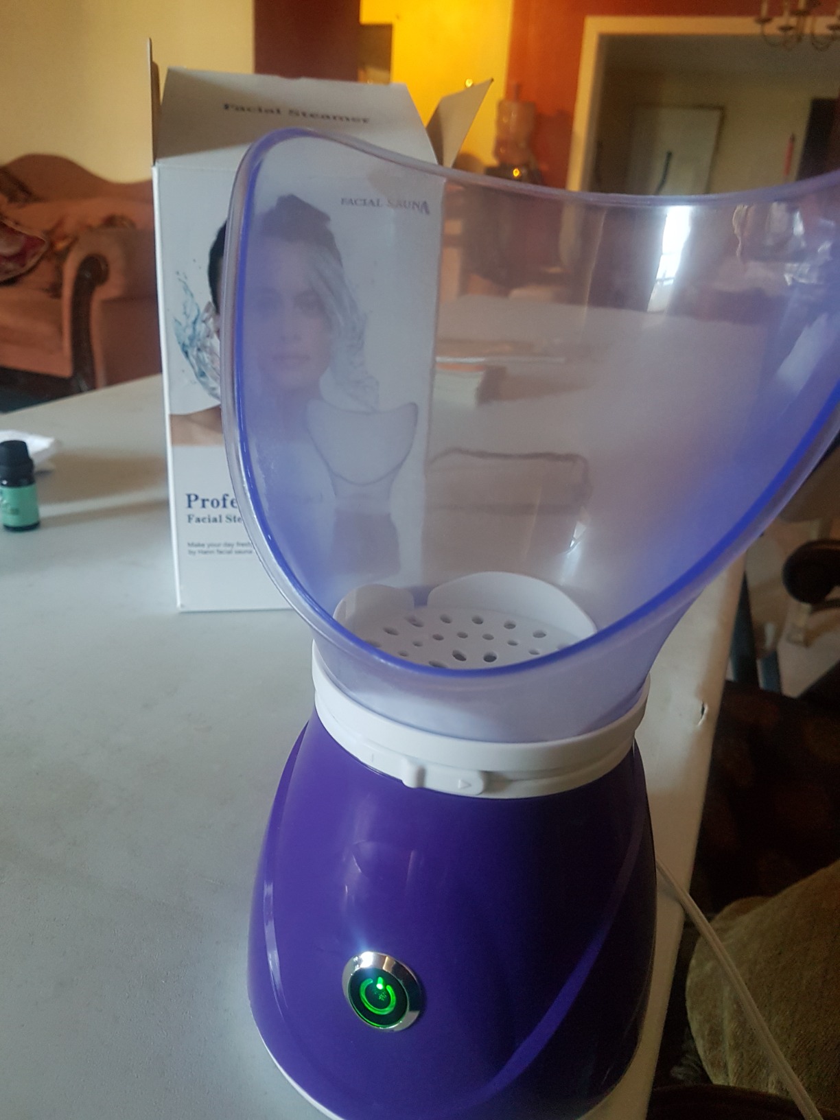 Hann Facial Steamer Professional Sinus Steam Inhaler Face Skin Moisturizer Facial Mask Sauna Spa Steamers with Aromatherapy Diffuser Humidifier Function (Purple) customer photo 1