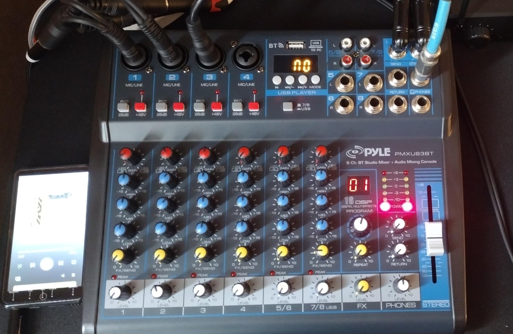 Pyle 8 Channel DJ Audio Mixer, Bluetooth, DSP FX, USB, Audio Interface customer photo 2
