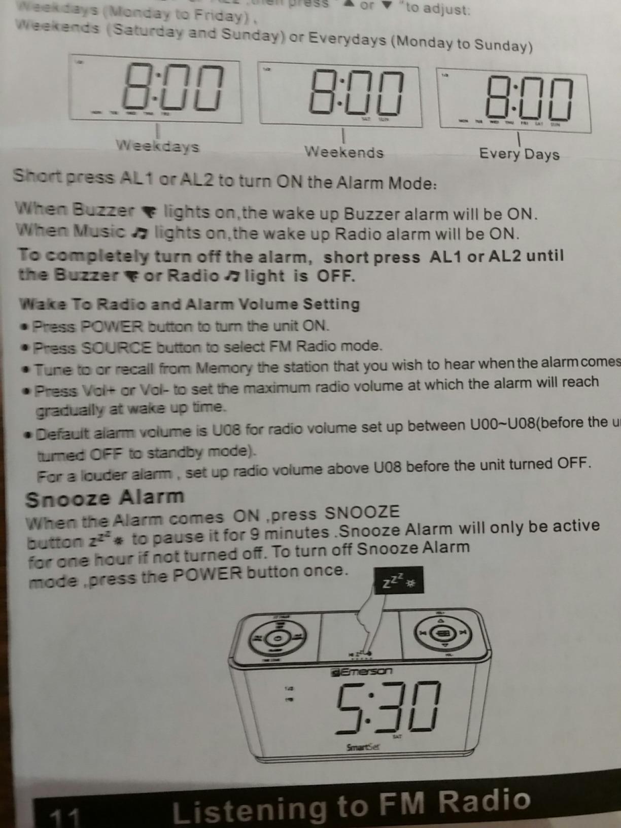 Emerson Smartset Alarm Clock Radio with Bluetooth Speaker with USB Port for iPhone/iPad/iPod/Android and Tablets, 1.4