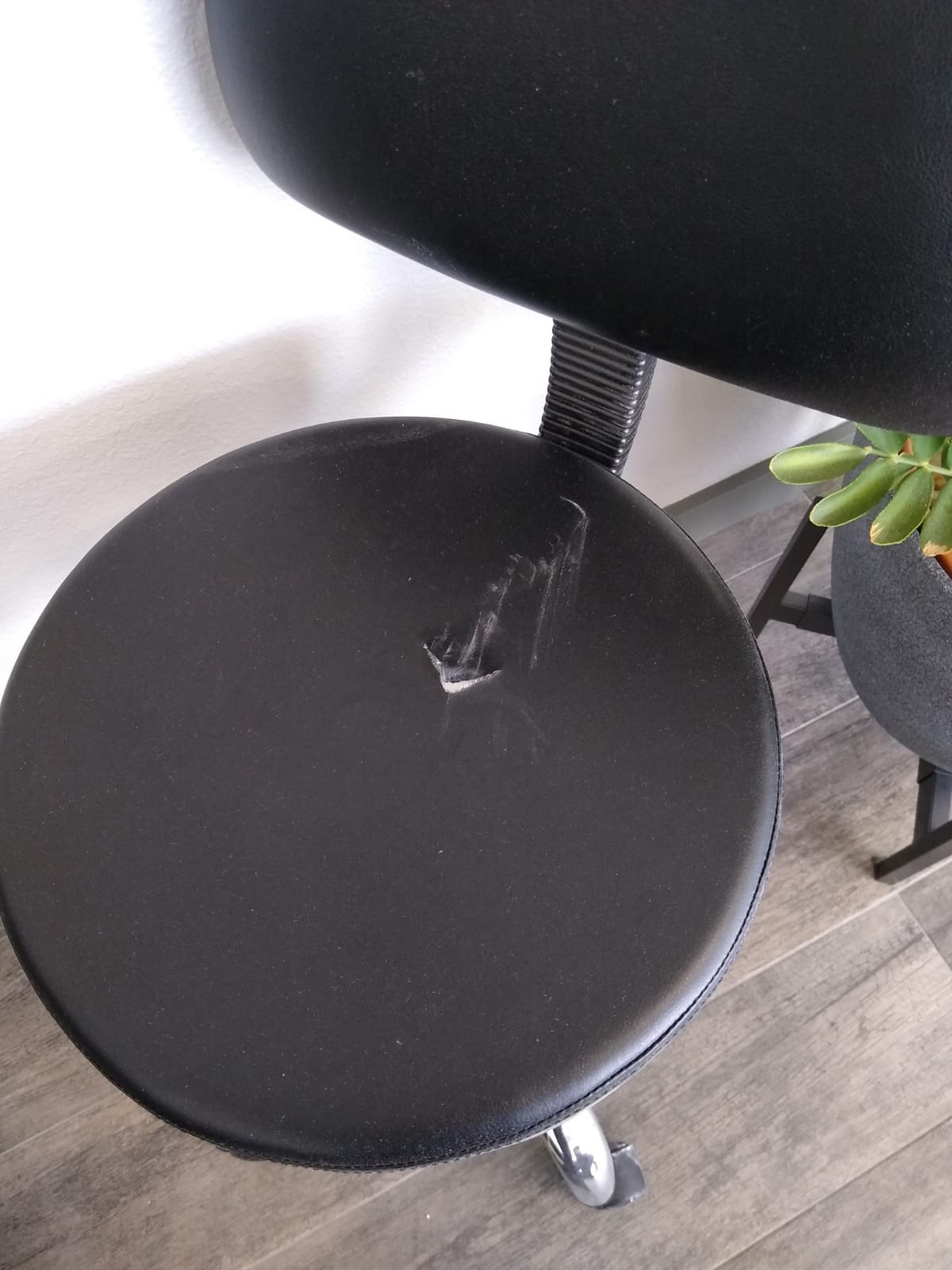 Amazon Basics Multi-Purpose Drafting Spa Bar Stool with Back Support, Upholstered, and Wheels, Black, 22.72