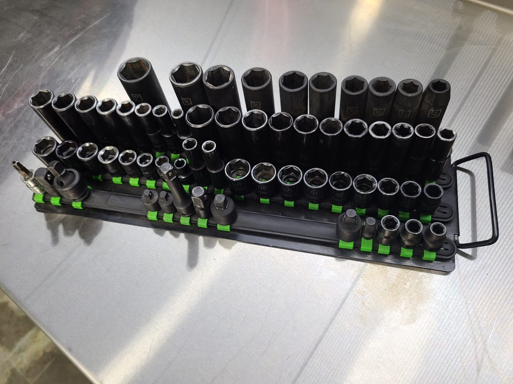 Olsa Tools 80-Slot Portable Socket Organizer Tray With Handle Green/Black customer photo 2
