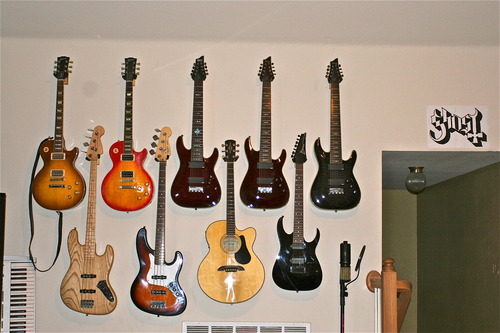 String Swing Guitar Wall Mount 3 Pack, Hangers, Holder Hook for Wall, Fits All Size Acoustic, Electric, Bass - Black Walnut Hardwood, Made in USA customer photo 1