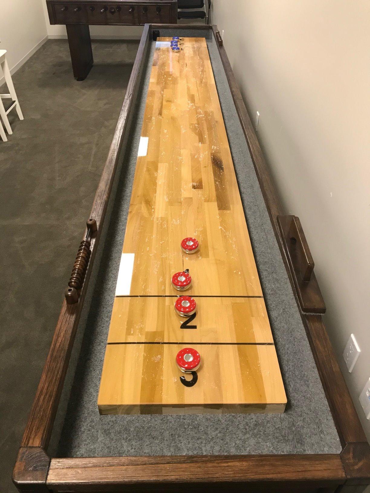 Barrington 12 Ft. Shuffleboard Table, Solid Wood, Storage Cabinets customer photo 2