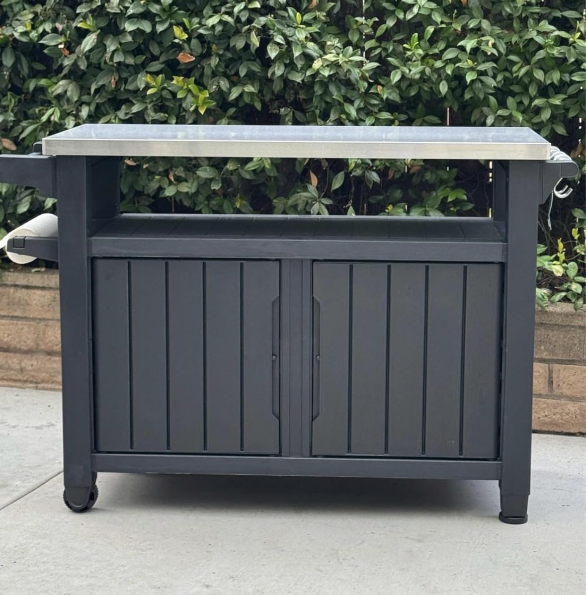 Keter Unity XL Portable Outdoor Table with Stainless Steel Top for Kitchen Prep and Outdoor Storage Cabinet for Grilling Accessories, Dark Grey customer photo 2