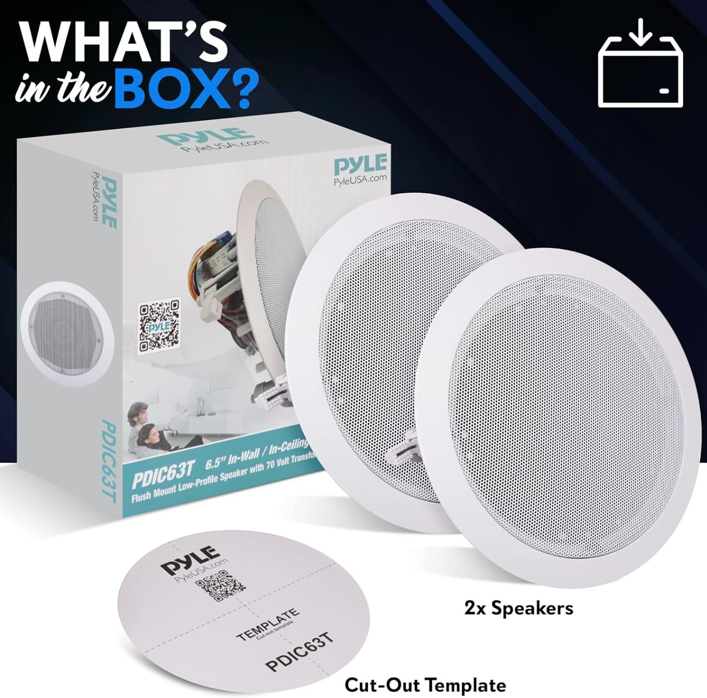 Pyle Ceiling Mount Speaker - 8” 600W Peak - 2-Way 70V Transformer for Commercial Restaurant Audio, Surround Sound, Flush Design in-Wall Installation - Pyle PDIC83T - 1pc (White) customer photo 1