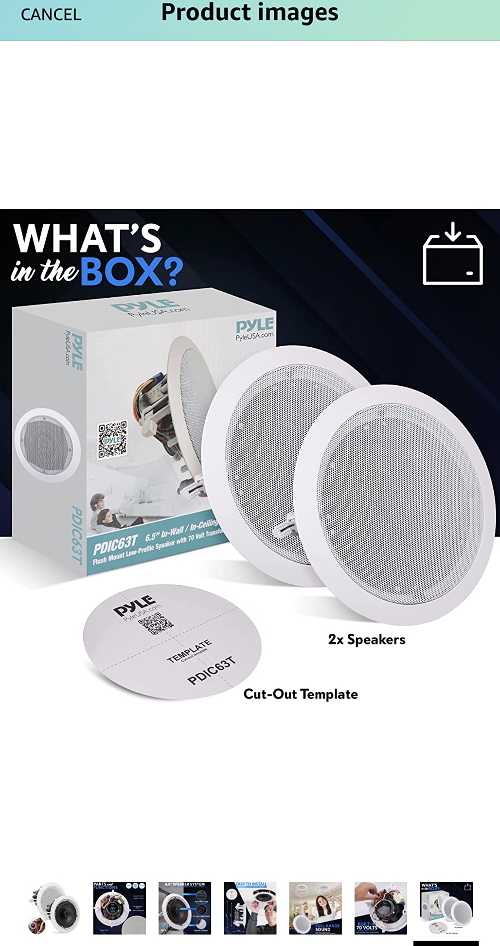 Pyle Ceiling Mount Speaker - 8” 600W Peak - 2-Way 70V Transformer for Commercial Restaurant Audio, Surround Sound, Flush Design in-Wall Installation - Pyle PDIC83T - 1pc (White) customer photo 2