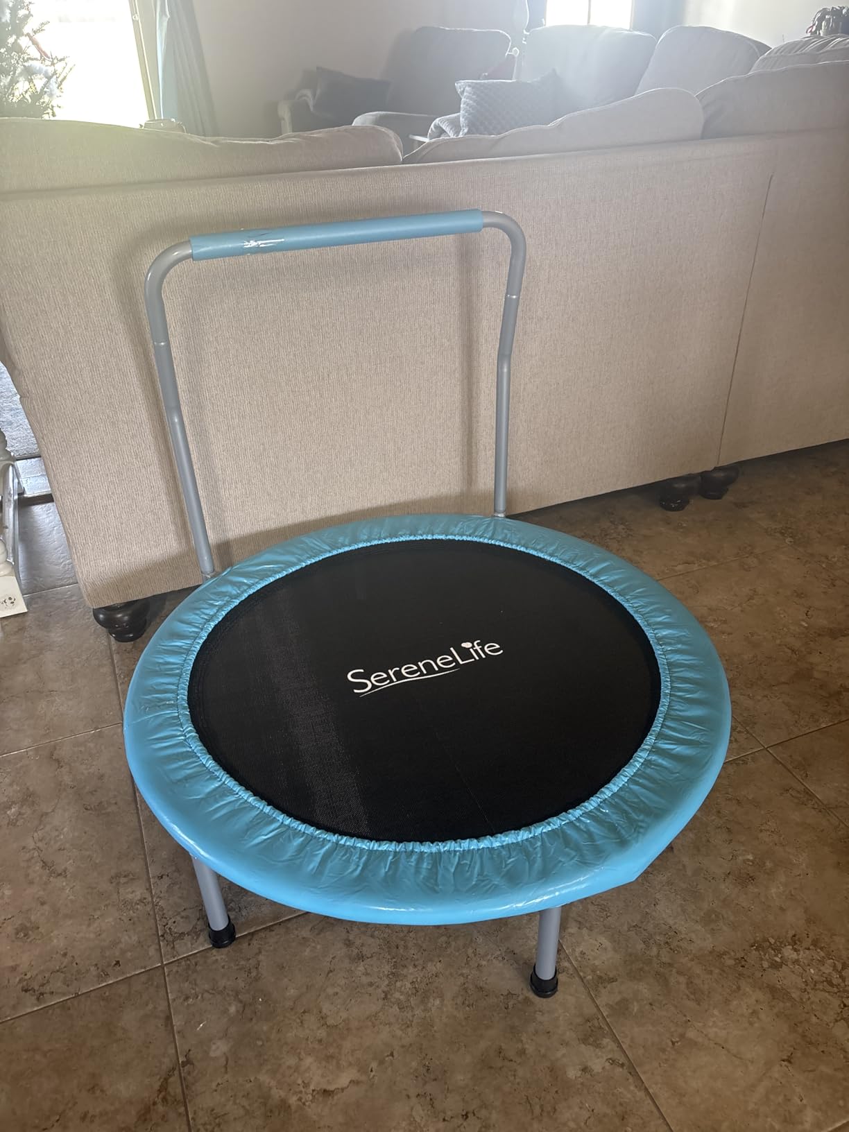 SereneLife 36″ Foldable Mini Trampoline for Kids - Compact Fitness Rebounder with Foam Handle - Safe, Stable Exercise Trampoline with 330lbs Max Load for Indoor/Outdoor Active Play & Exercise customer photo 2