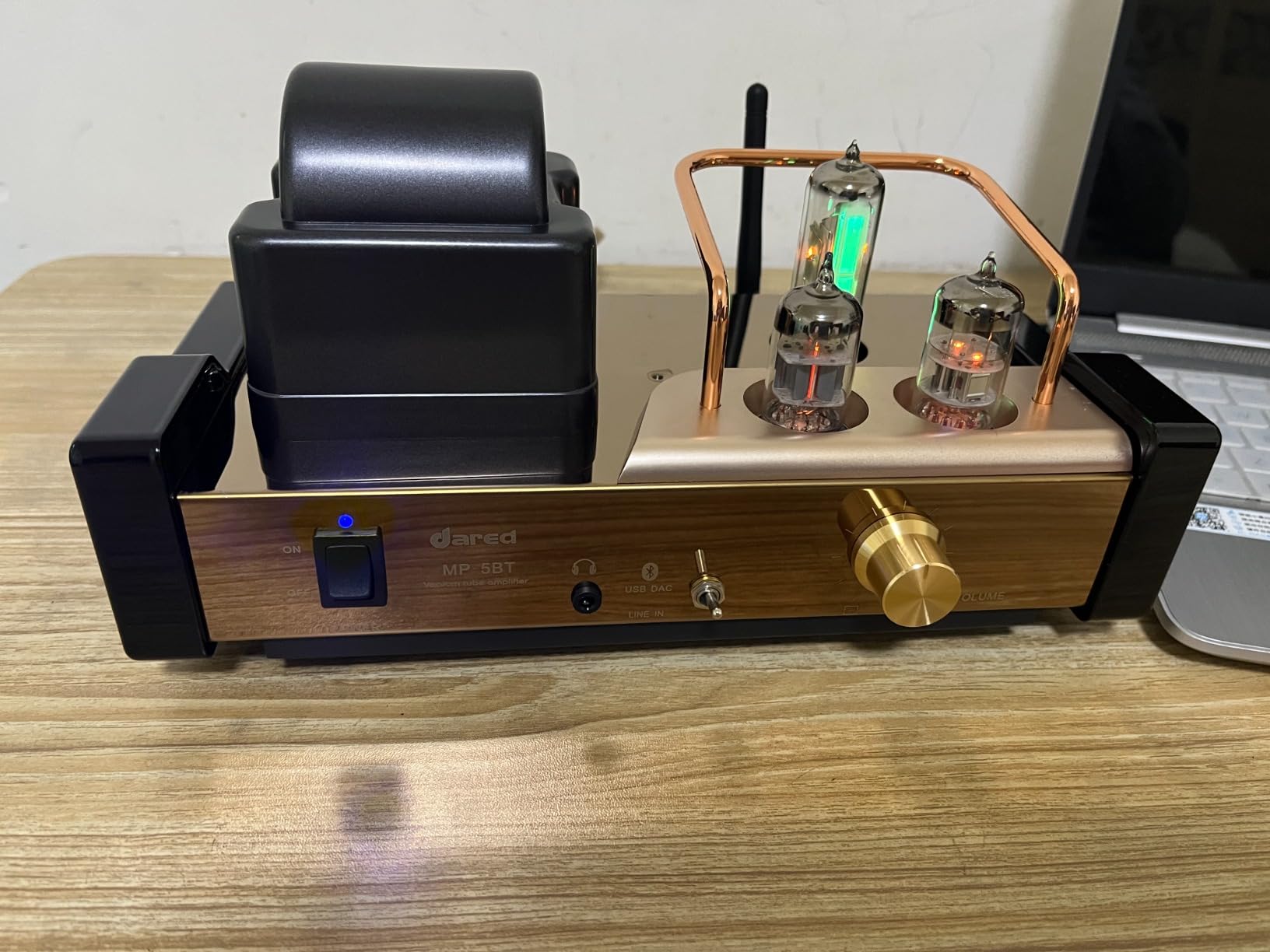 Dared MP-5BT a Stereo Vacuum Tube Integrated Amplifier,Hybrid Amplifier, Bluetooth Connection,USB/DAC Input, Headphone Output, Pre Output,25Wx2,with Tubes 6N1*1,6N2*1,6E2*1, AC110V and AC230V Optional customer photo 1