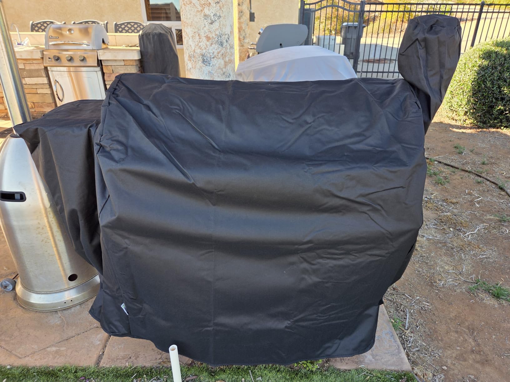 SunPatio Outdoor Heavy Duty Waterproof Grill Cover, Compatible for Traeger 20 Series Wood Pellet, Tailgater and Recteq 340 Grills, Full Length Barbecue Cover, All Weather Protection, Black customer photo 1