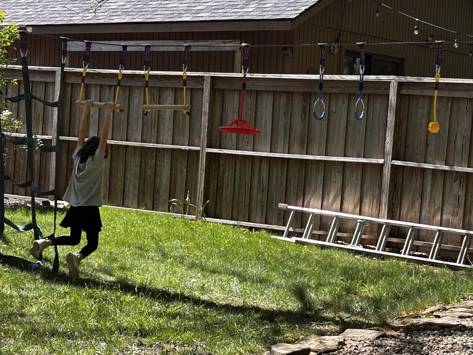 Ninja Warrior Obstacle Course Kids Outside - 2x55ft Backyard Slackline customer photo 1