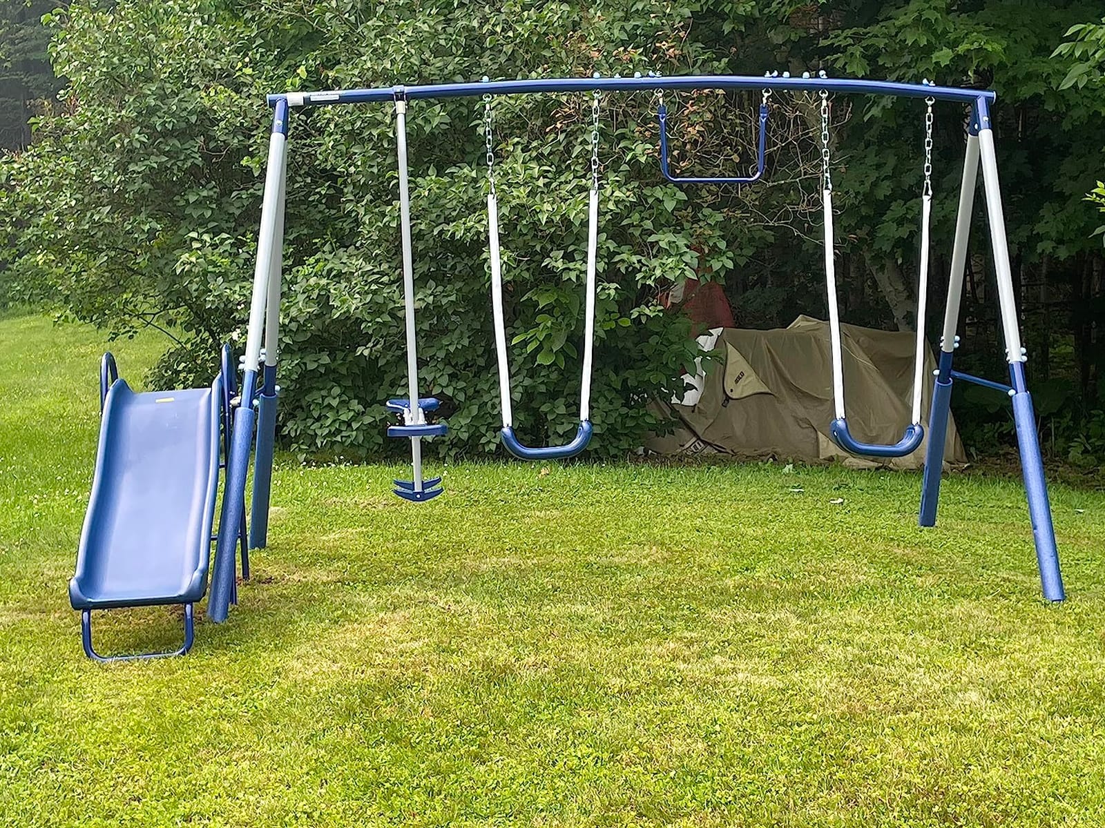 Sportspower Arcadia Metal Swing Set for Kids – Trapeze, 2-Person Glider, 5ft Slide, Anchor Kit, 6.1ft Durable Steel Frame – Outdoor Backyard Playset with 600 lbs Capacity customer photo 1