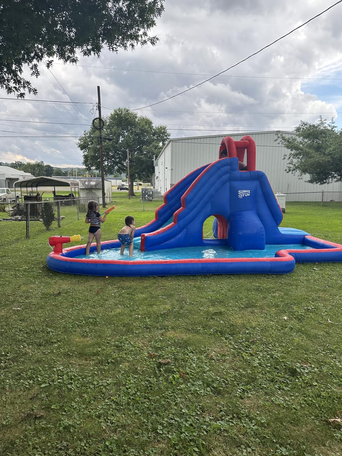 Sunny & Fun Deluxe Inflatable Water Slide Park with Climbing wall & Tunnel customer photo 2