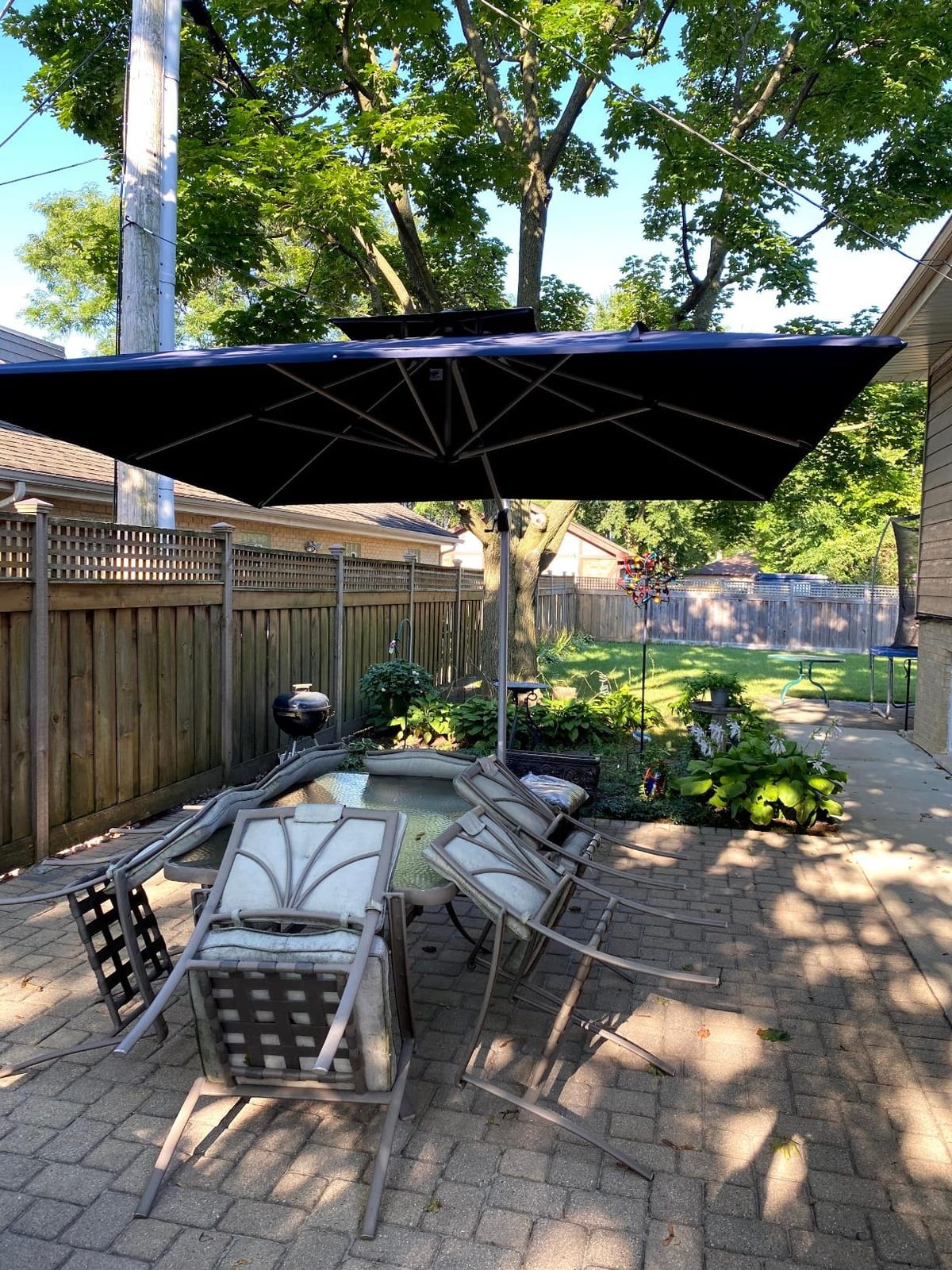 PURPLE LEAF Patio Cantilever Umbrella 9' X 12' Large Double Top, Navy Blue customer photo 2