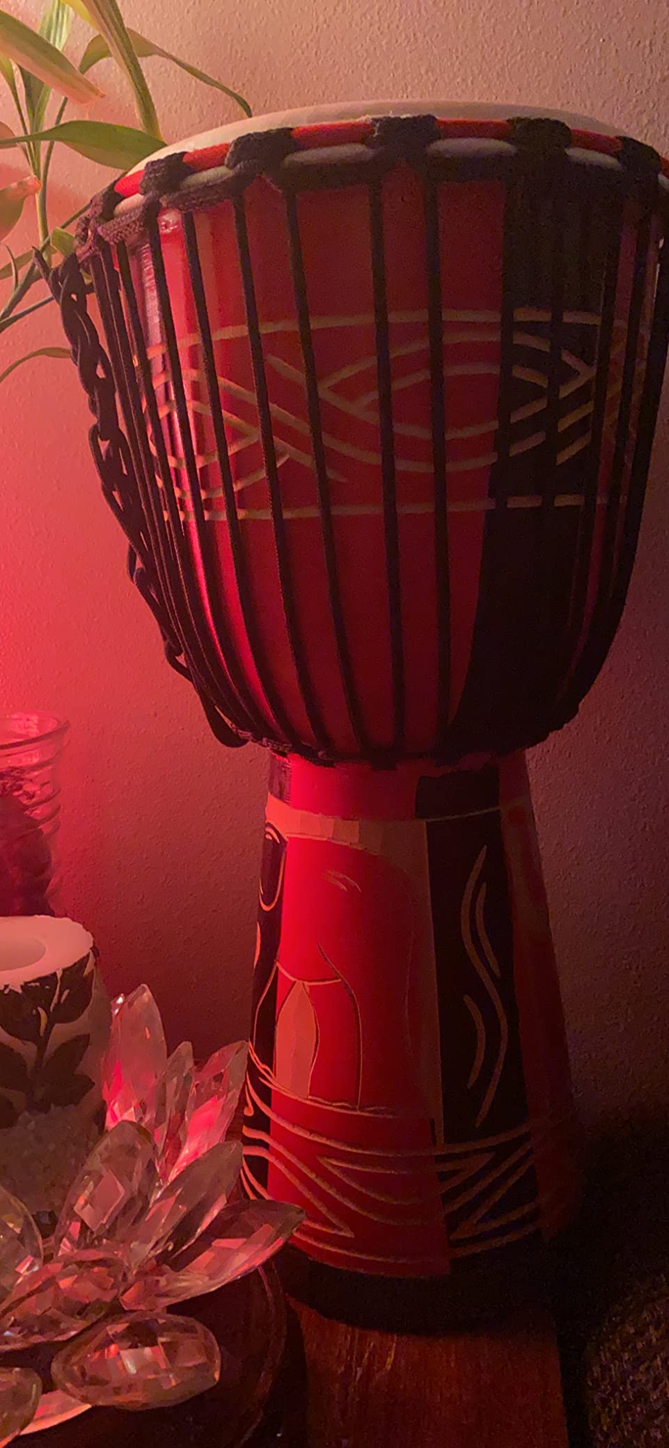 Djembe Drum, AKLOT African Drum Hand-Carved 9.5'' x 20'' Mahogany Goatskin Drumhead for Adults Beginners (Red) customer photo 2