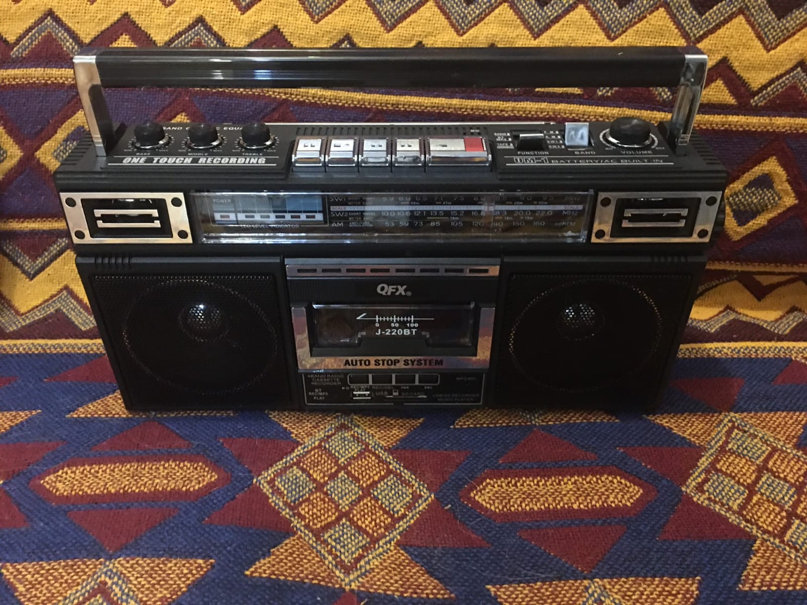 QFX Retro Bluetooth Boombox Cassette Tape Player Recorder, J-220BT, Black customer photo 1