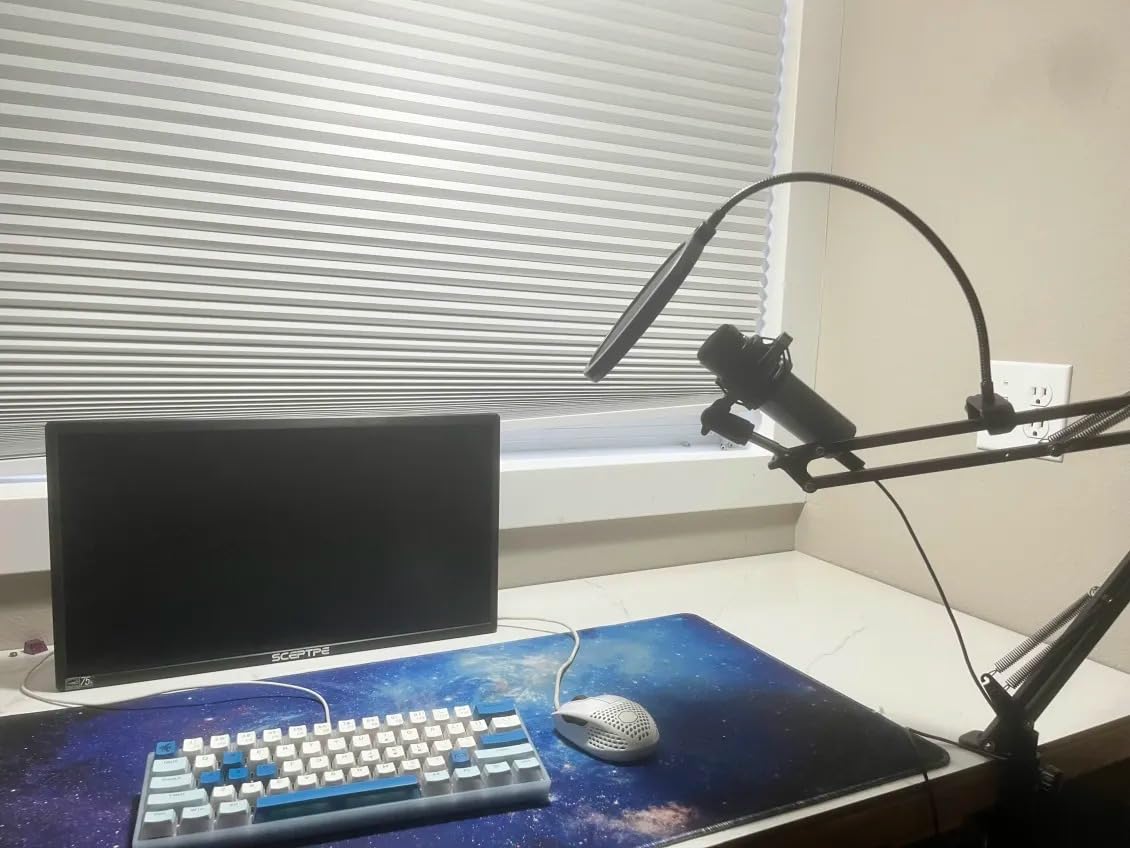 InnoGear Microphone Stand Mic Boom Arm for Blue Yeti HyperX QuadCast S SoloCast Snowball Fifine K669B and other Mic, with Shock Mount Windscreen Pop Filter Mic Clip Holder Cable Ties, Medium | Pop Fiilter and Shock Mount Included, for Desk Thickness Within 2