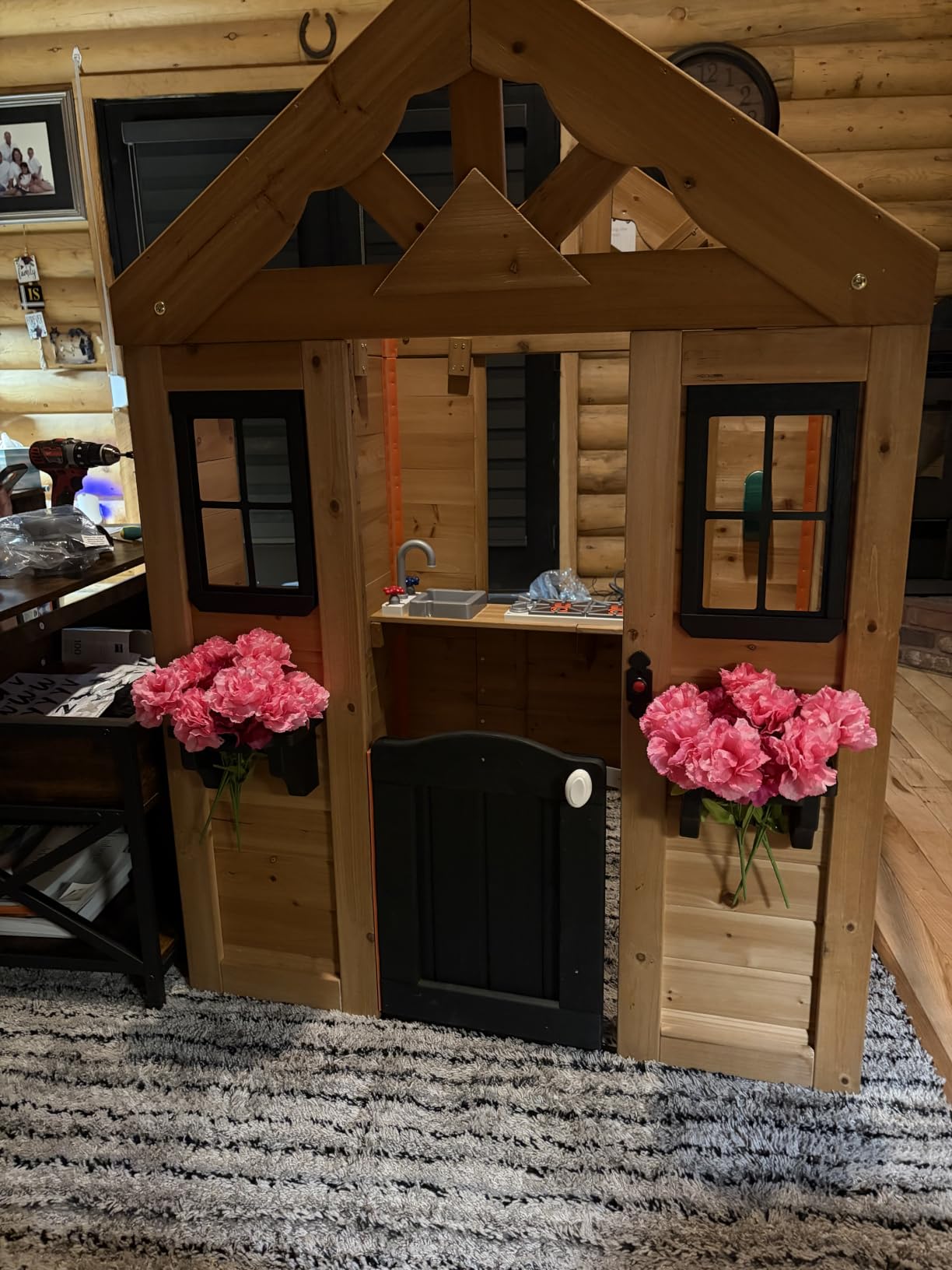 Backyard Discovery Sweetwater Cedar Wooden Kids Playhouse Cottage with Play Kitchen, Snack Bar, Half Door, Toy Phone, Windows, Flowerpot Holders, and Working Doorbell for Outdoor Imaginative Play customer photo 2