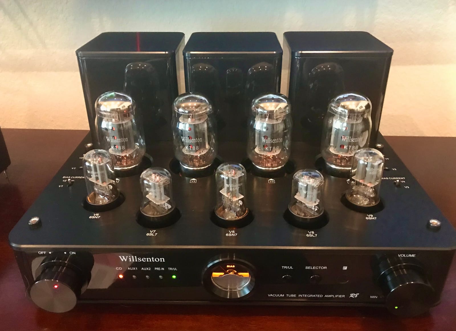 R8 KT88 x4 Tube Amplifier Hi-Fi Integrated Vacuum Tube Amp with Headphone Output KT88,EL34 Replaceable (Black) customer photo 2