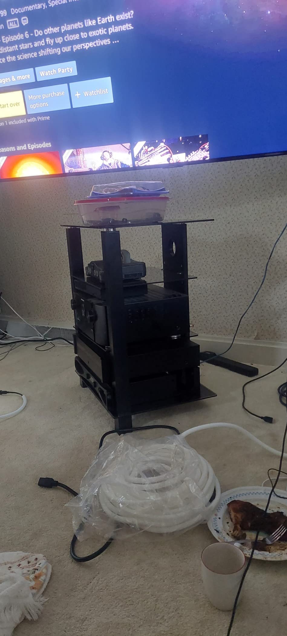FITUEYES 4-Tier AV Media Cabinet Stand with Multiple Height Options, Black customer photo 1