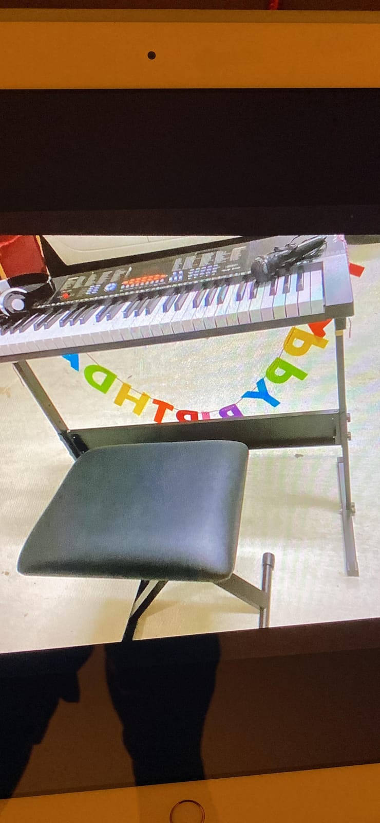 61-Key Electronic Keyboard Piano Stand Portable LED Display Keyboard Kit with Adjustable Stand, Adjustable Stool, Headphones, Microphone & Music Rest customer photo 2