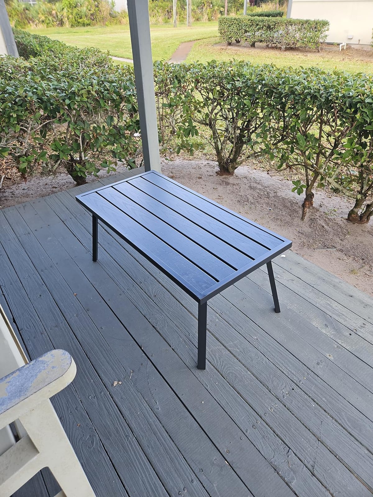 C-Hopetree Small Metal Outdoor Coffee Side Table for Outside Patio, Rectangle, Black customer photo 1