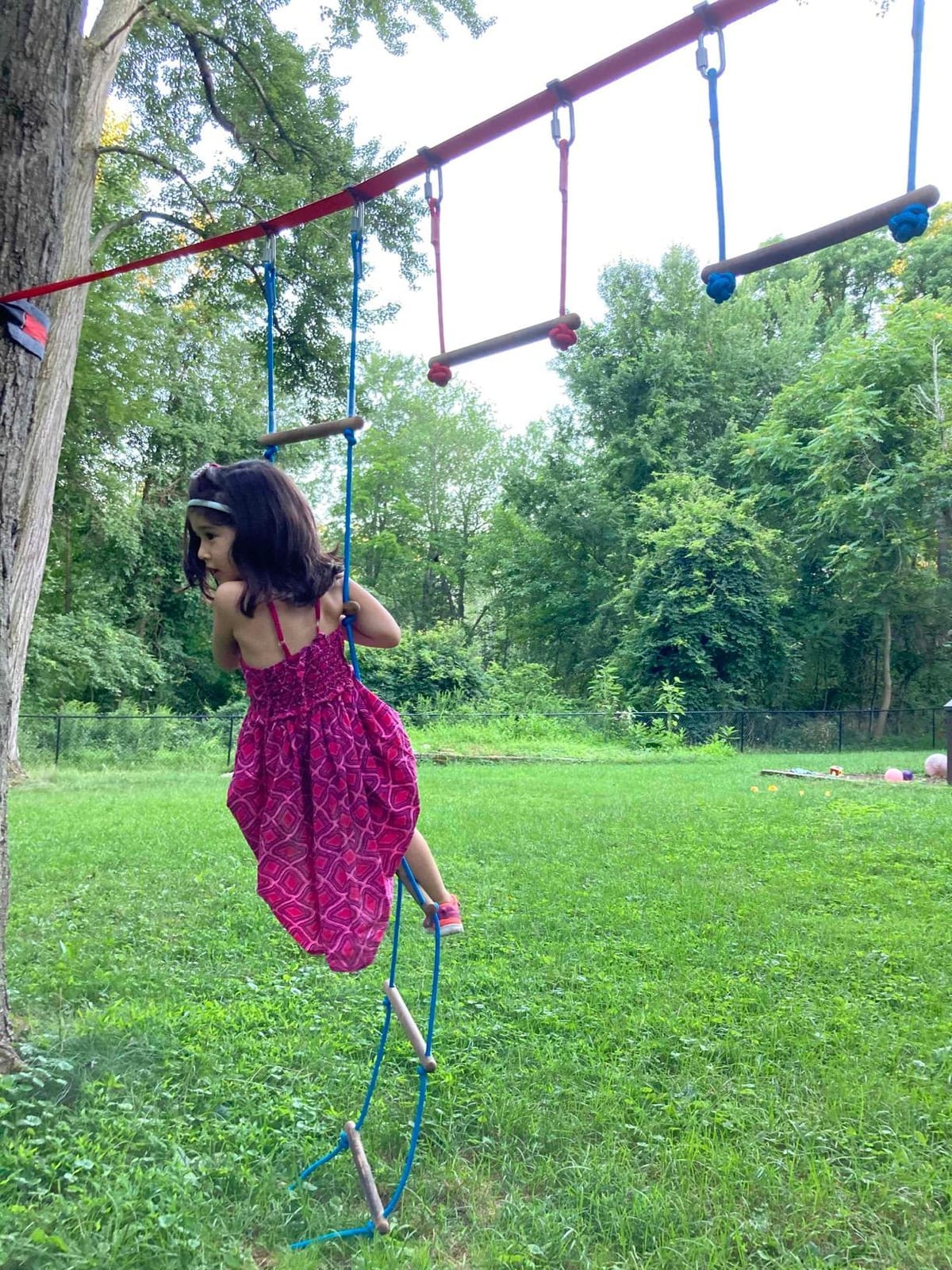 Ninja Warrior Obstacle Course for Kids - 60ft Slackline with 8 Pcs Accessories, Tree Protector & Carry Bag customer photo 1