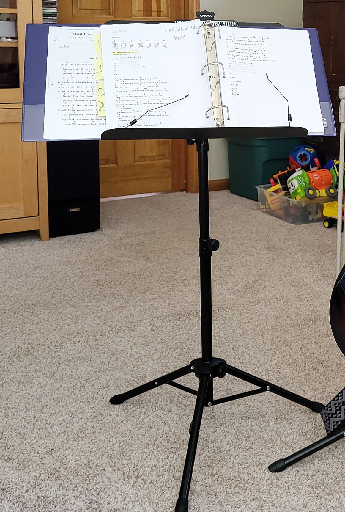 CAHAYA Sheet Music Stand Dual-use Convert to Desktop Stand Adjustable Black | Portable Foldable 31.4-57