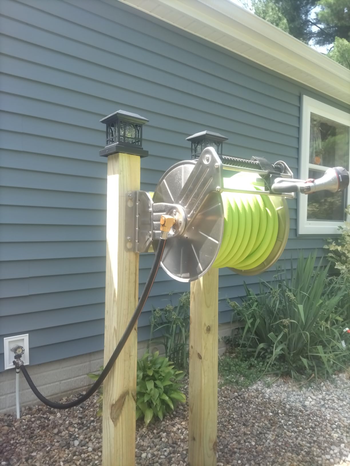 Giraffe Tools Wall Mounted Stainless Steel Garden Hose Reel,150FT 5/8