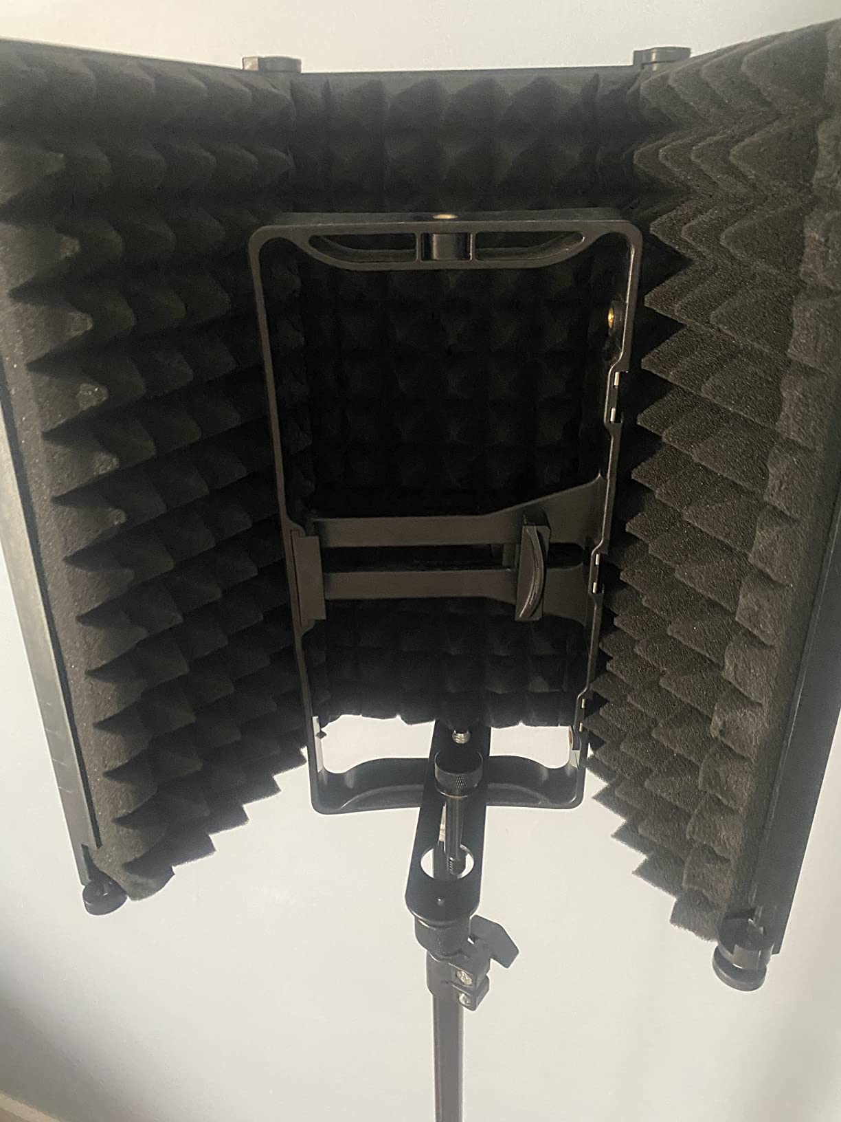 Moukey Microphone Isolation Shield, Foldable Mic Shield with Triple Sound Insulation, Reflection Filter with 3/8