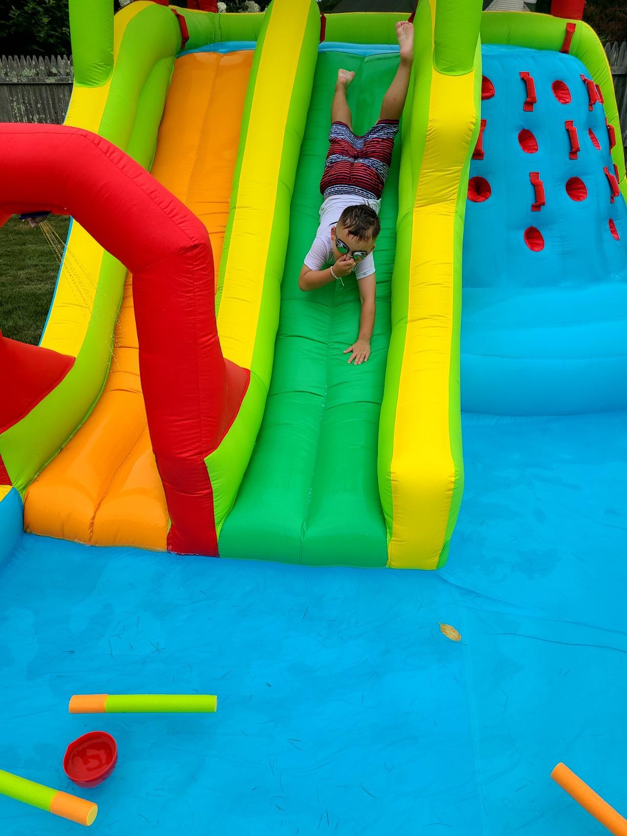 WELLFUNTIME Large Inflatable Water Slide Park with Air Blower customer photo 2