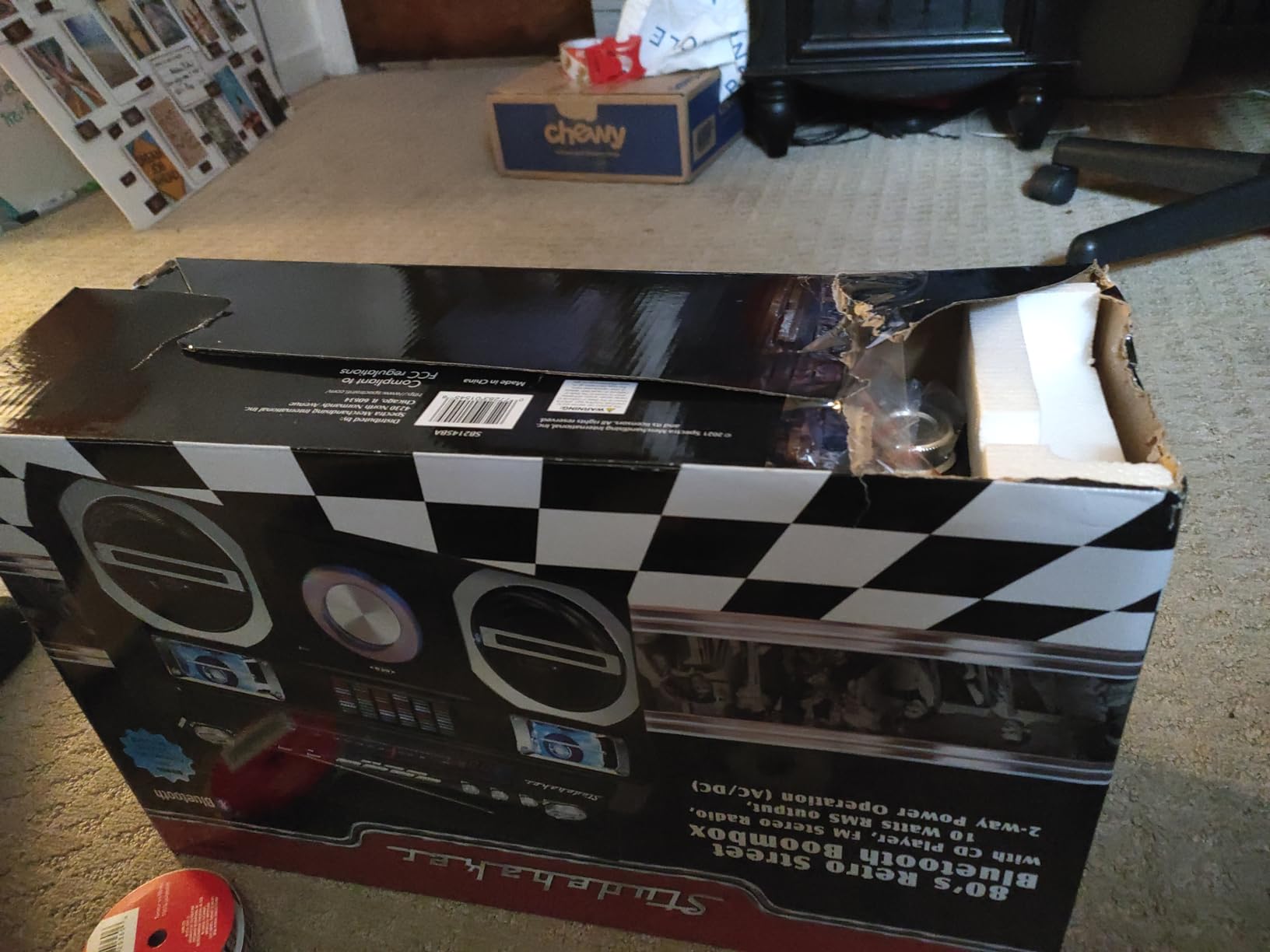 Studebaker SB2145R 80's Retro Street Bluetooth Boombox with FM Radio, CD Player, LED EQ, 10 Watts RMS Power and AC/DC in Red customer photo 2
