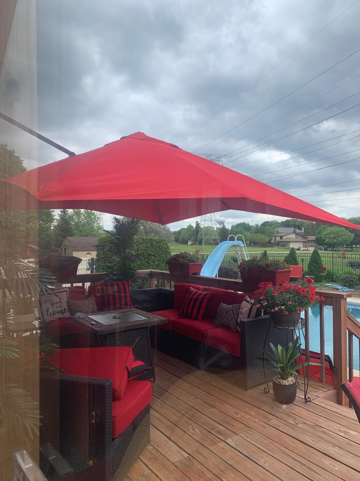Sunnyglade 10x13Ft Cantilever Patio Umbrella Rectangular Deluxe Offset Tan customer photo 1