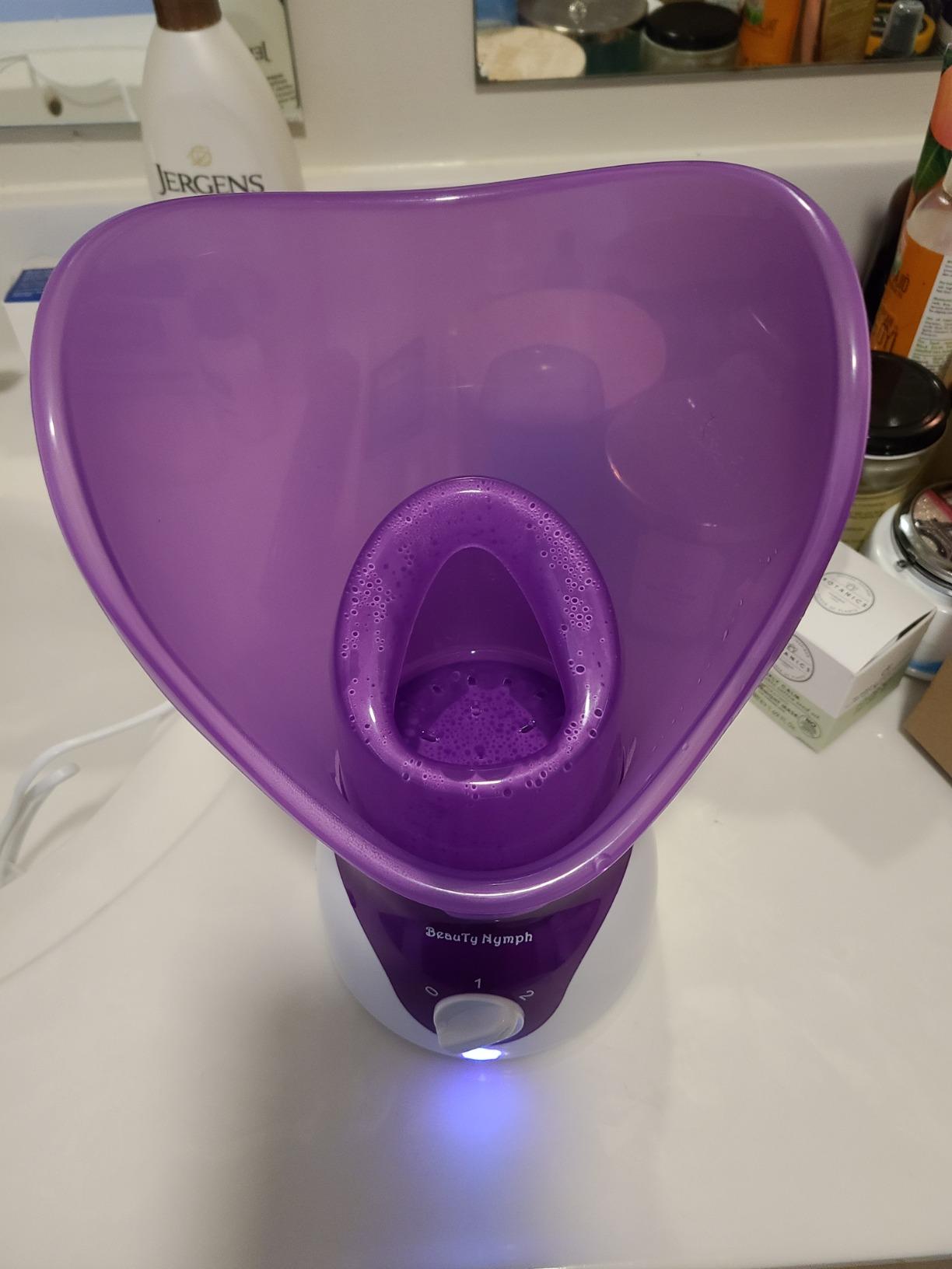 Facial Steamer Personal Steam Inhaler Sauna Facial Steamer Hot Mist Moisturizing Beauty Instrument Rejuvenate and Hydrate Your Skin (Purple) customer photo 1